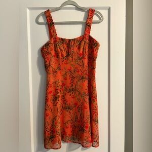 Gianni Bini Vibrant Orange Floral Midi Dress